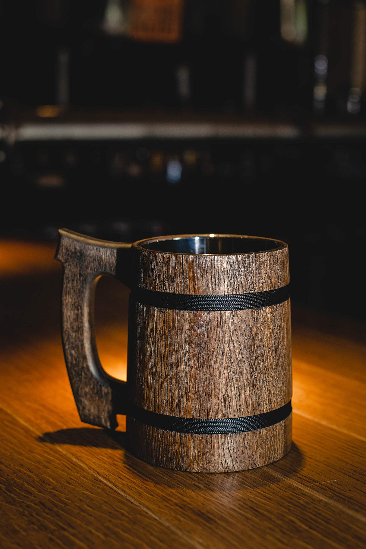 Old Style Viking Beer Mug Wooden Handmade Retro Brown Cup, Oak Beer Tankard - Wood Carving Beer Mug of Wood Eco Friendly Beer Mug for Men, Wooden Beer Tankard - Great Gift Idea Etno Motif