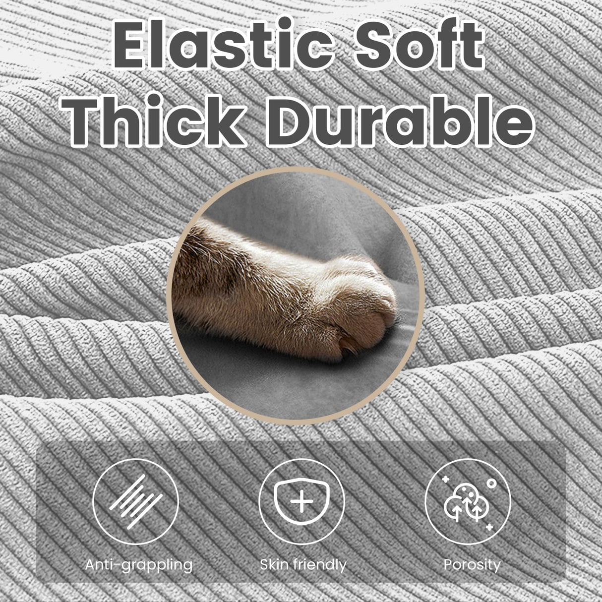 ROWHY Oversized Modular Sectional Sofa with Movable Ottoman, 112 Inch 4 Seat Modern Corduroy Sofa Set, Convertible L Shaped Couch for Living Room and Office, Light Grey ROWHY