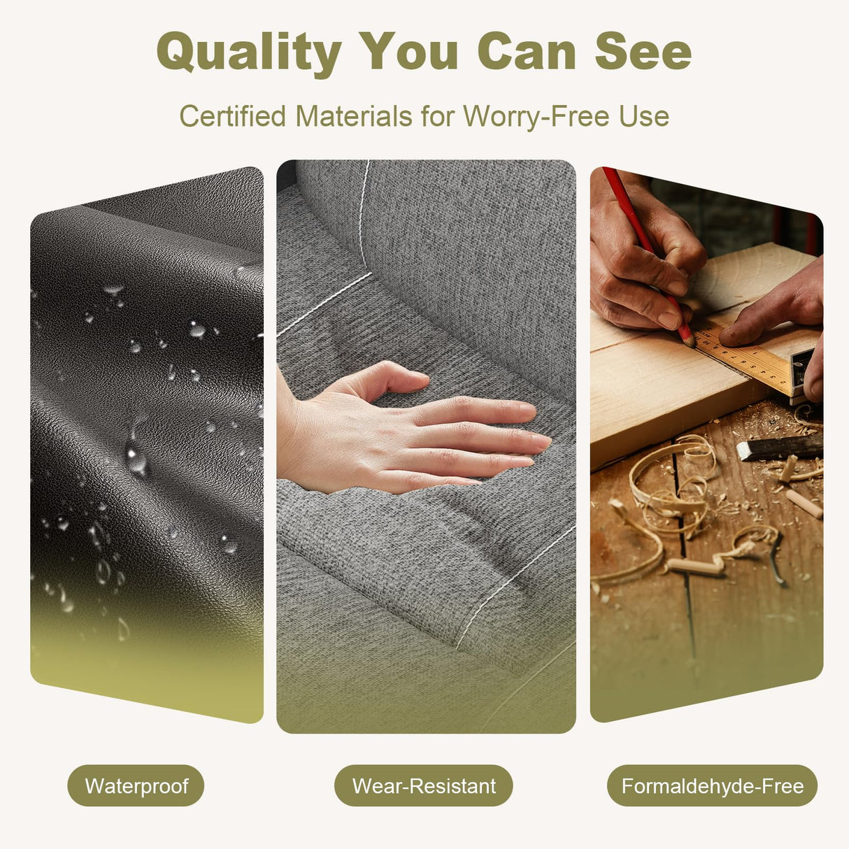 Dresegmt Manual Recliner Sectional Sofa for Living Room, Corner Couch with Flip Middle Backrest, USB Ports & Cup Holders, Grey Linen & Chocolate Leather, 5 Seater Sectional Couch Dresegmt