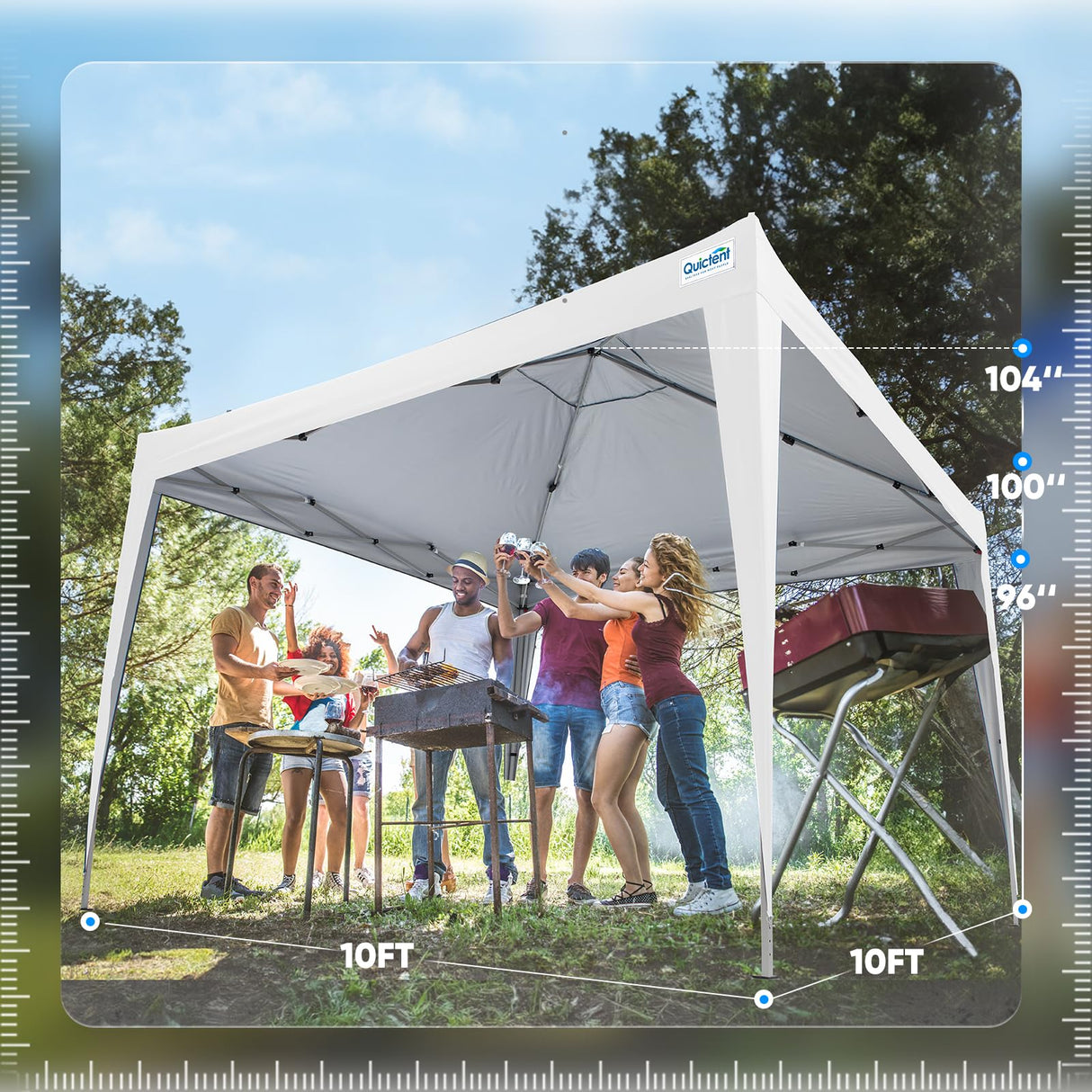 Quictent 10x10 Pop Up Canopy Tent, Outdoor Easy Up Gazebo One Person Set up, Portable and Compact, Shade for Commercial Event Camping Beach Quictent