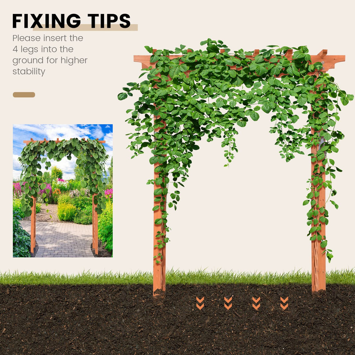 Moccha Wood Garden Arch, 7.3Ft Outdoor Pergola Archway for Climbing Plant Rose Vines, 88 Inch Backdrop Stand Wedding Arches, Garden Arbor Trellis for Lawn Bridal Party Decoration Ceremony LDAILY