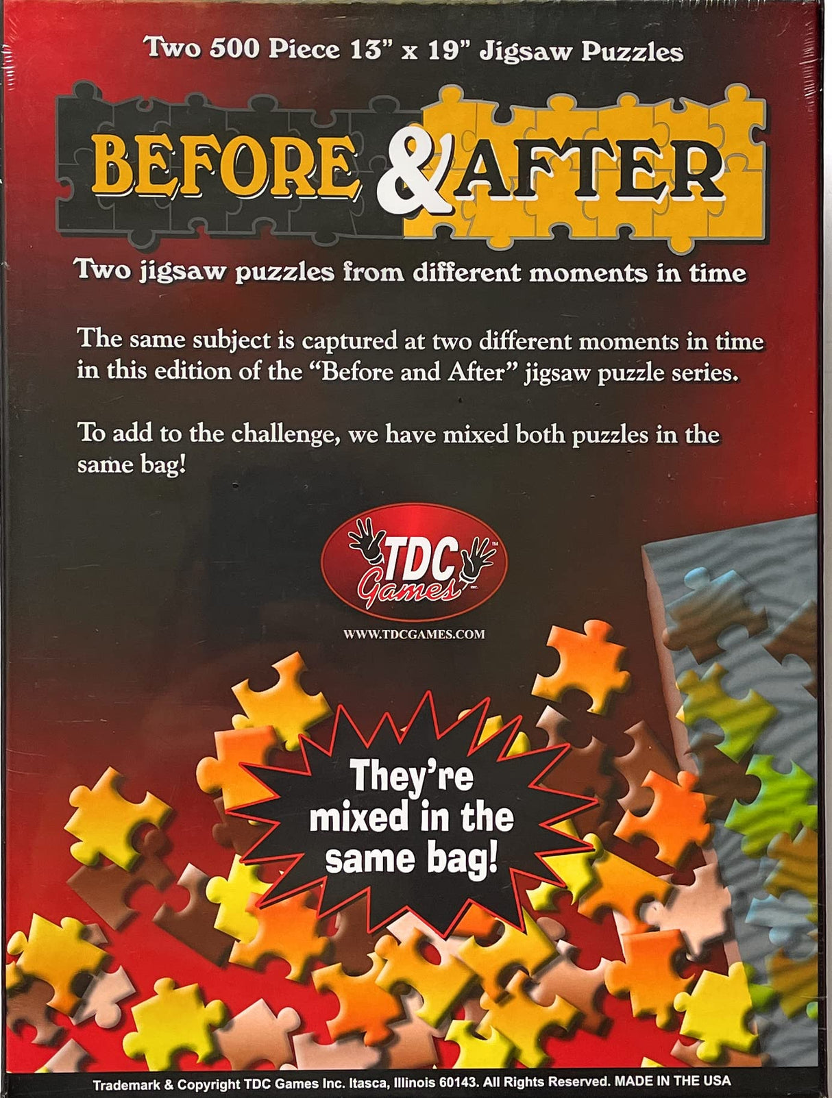 Before & After: Grey Tabby Kitten to King 2-500 Piece Jigsaw Puzzles WoodArtSupply