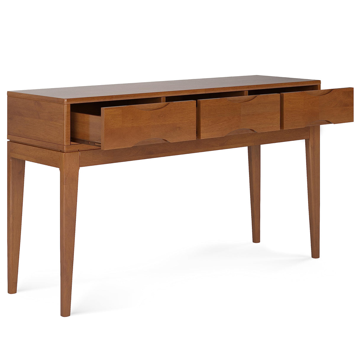 SIMPLIHOME Harper SOLID HARDWOOD 54 Inch Wide Mid Century Modern Console Sofa Table in Teak Brown, for The Living Room Entryway and Bedroom SIMPLIHOME
