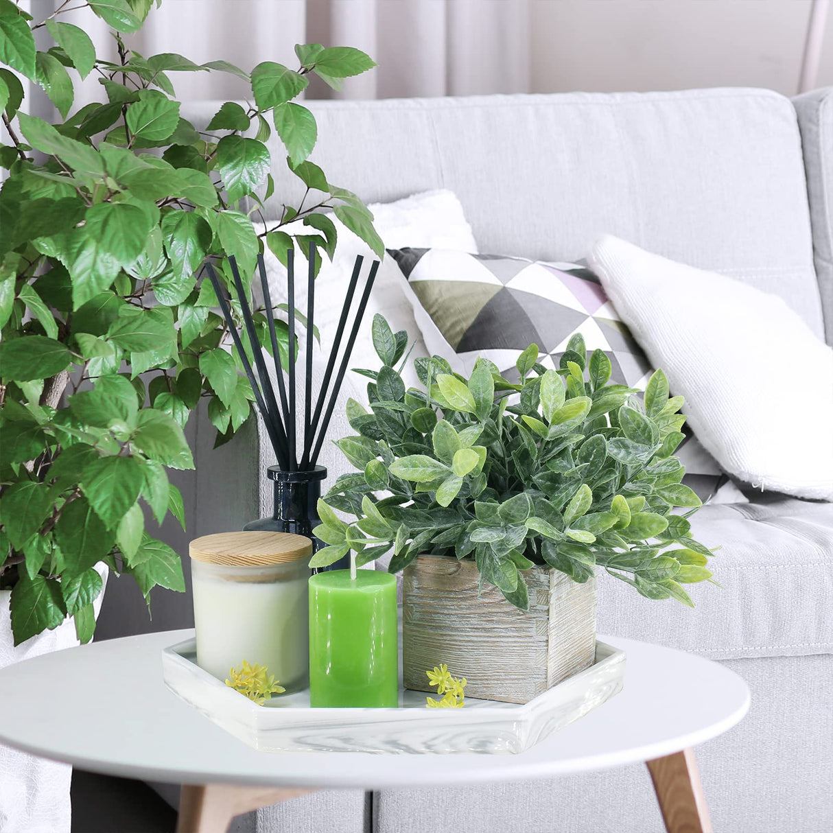 Winlyn Set of 3 Small Potted Plants Artificial Eucalyptus in Wood Box Faux Eucalyptus in Pots Desk Plants Greenery Centerpiece Table Decorations for Farmhouse Kitchen Windowsill Shelf Entryway Decor Winlyn