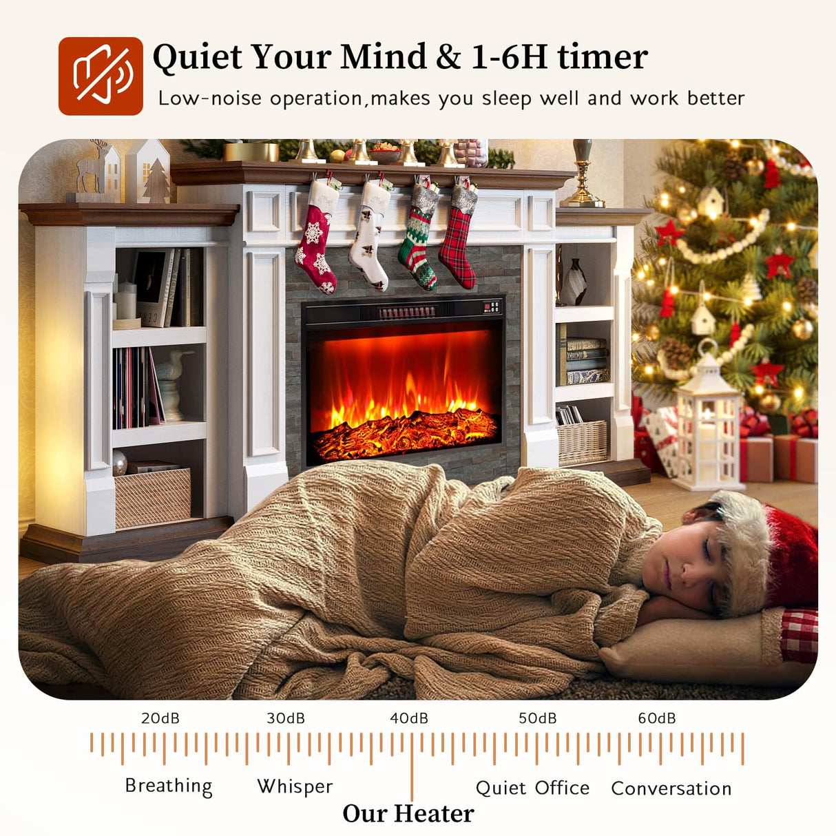 80" Fireplace TV Stand for TVs Up to 90 Inch, Electric Fireplace with Mantel, Farmhouse Entertainment Center with Storage, Realistic Stacked Stone Surround with Remote Control for Living Room HolliWill