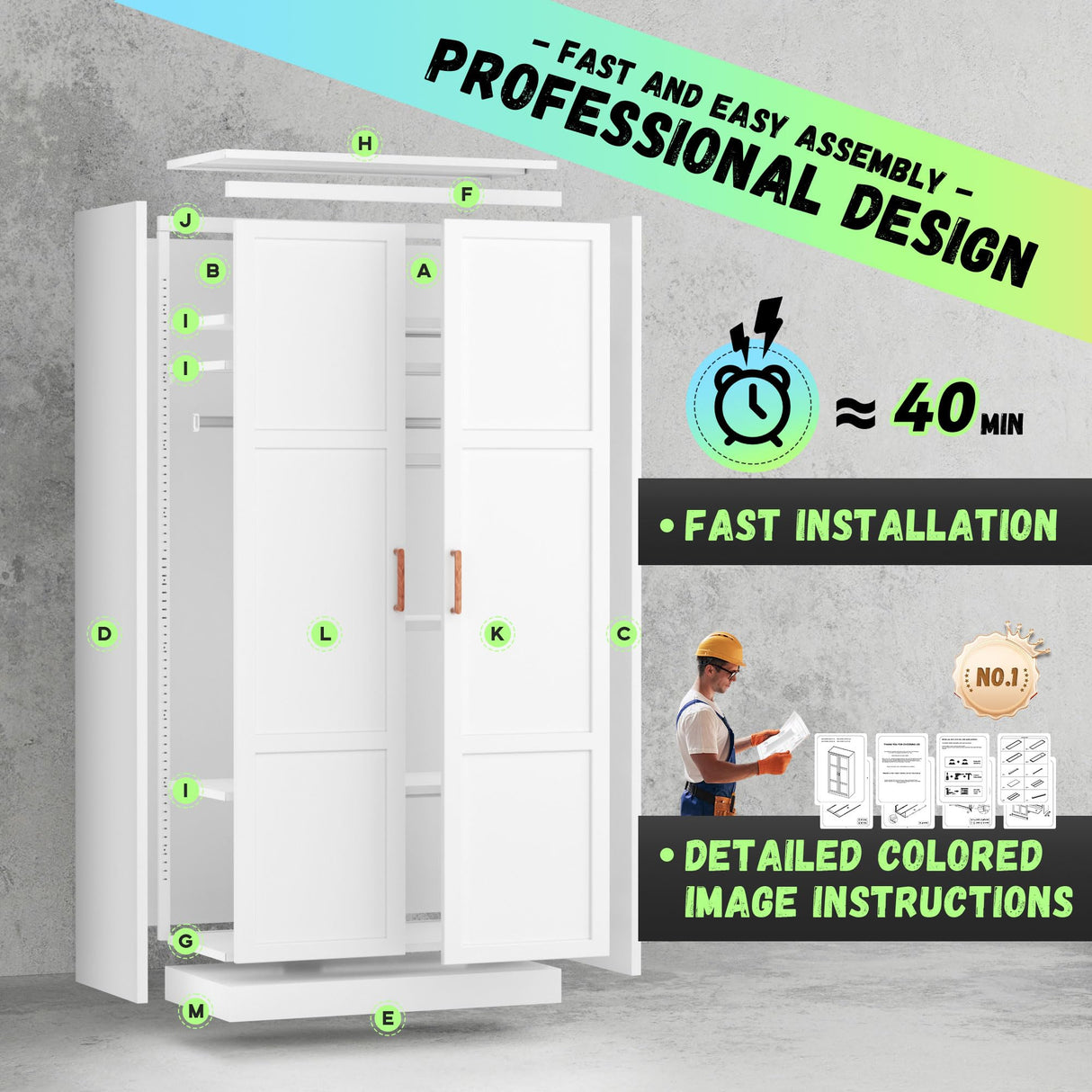 Bonusall Metal Wardrobe Cabinets with Single Rod and 2-Shelves, 70" Heavy-Duty Steel Clothing Storage Cabinets with 2 Doors, White Armoire Wardrobe Closet for Bedroom, Laundry Room or Living Room Bonusall