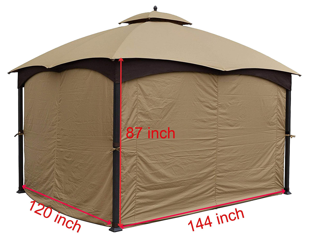 APEX GARDEN Four-Side Privacy Side Wall Curtain Set for 10-ft x 12-ft Gazebo (Beige) APEX GARDEN