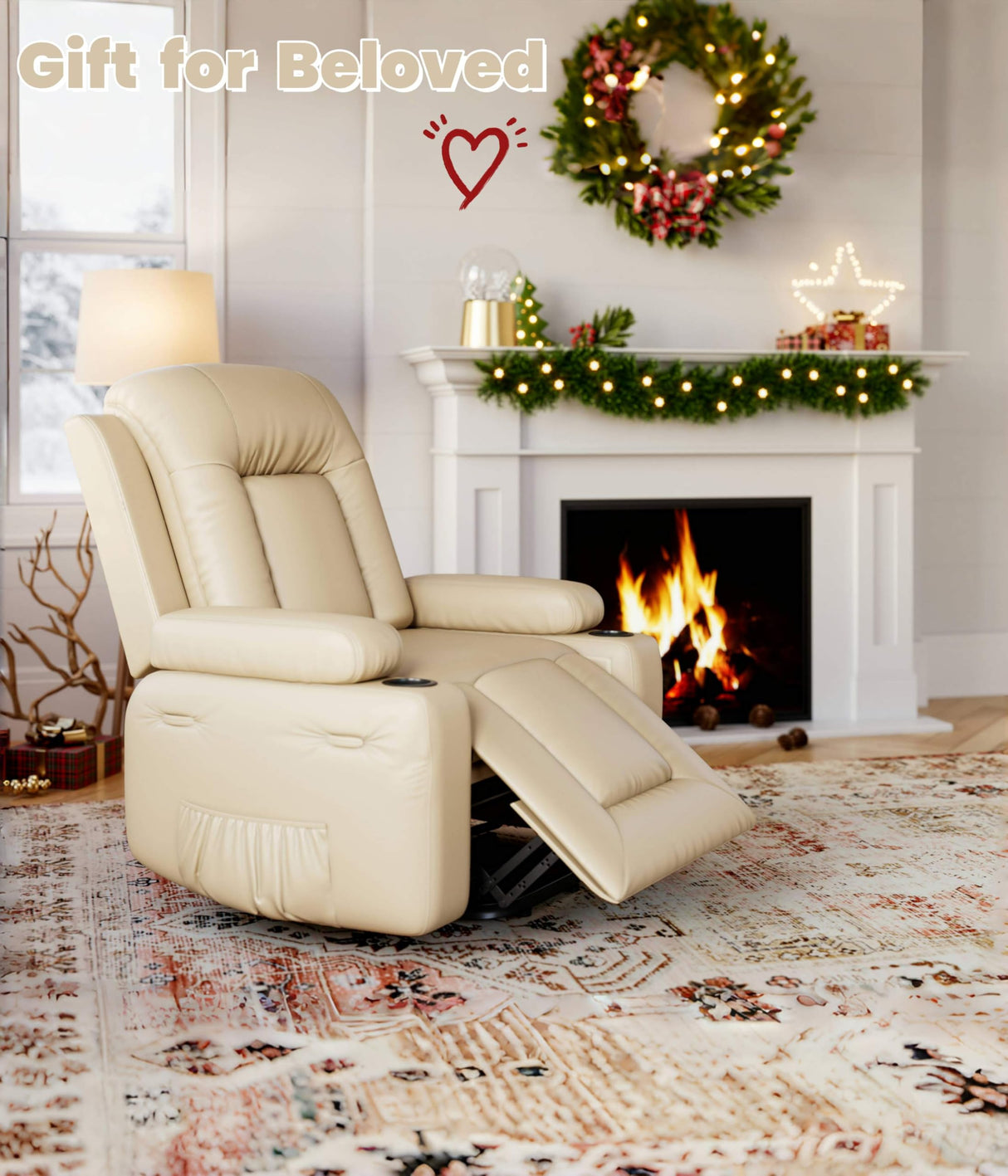 GarveeHome Power Lift Recliner Chair - Heat and Massage, Adjustable Back and Legs, PU Leather Electric Lift Chair Designed for The Elderly and People with Mobility impaired GarveeHome