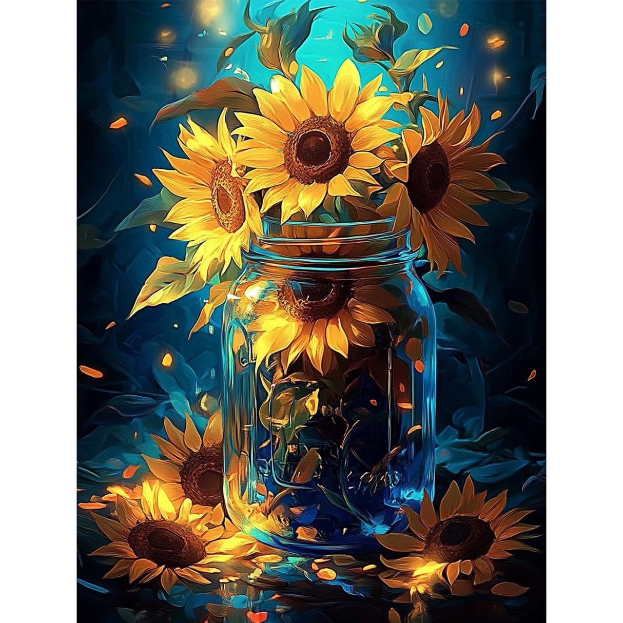MISCER Flowers Diamond Art Kits for Adults, Sunflower Diamond Painting Kits for Beginners, 5D Full Drill Round Paint with Diamonds Pictures, Gem Art Painting DIY Crafts Kit Decor 12x16inch MISCER