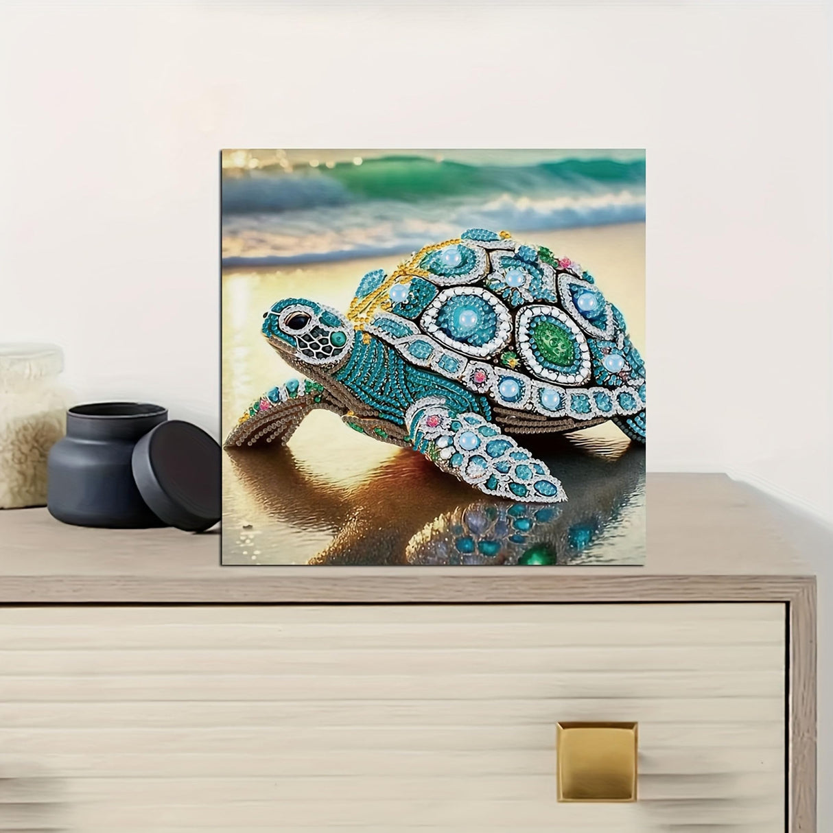 KUFWKEY 4 Pack Sea Turtle Diamond Art Kits for Adults,5d Diamond Painting Kits for Beginner,Crystal Rhinestones DIY Handicrafts,Diamond Mosaic Gem Art,Special Shape Diamond Art,11.81X11.81 inchs KUFWKEY