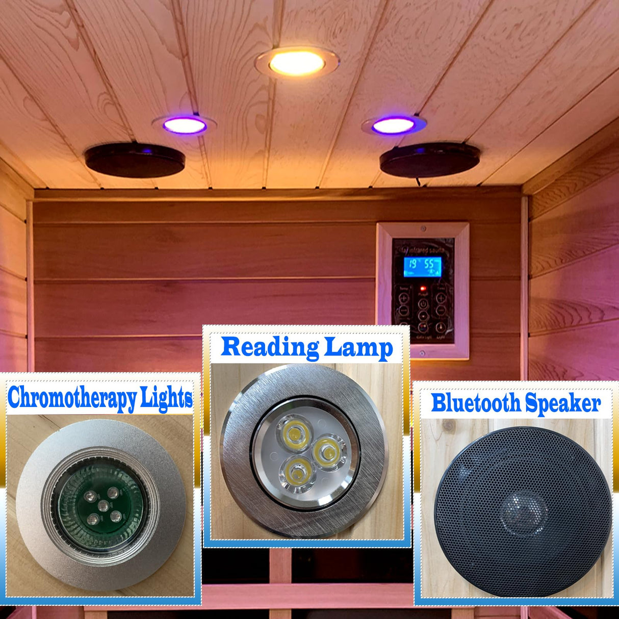 LTCCDSS Red Cedar Outdoor Sauna 1 Person, Low EMF Far Infrared Sauna for Home, Withstand Outdoor Temp -10℉-149℉| EMF Readings Below 0.5mG, 9 Low EMF Boards-Chromotherapy-Bluetooth Speaker LTCCDSS