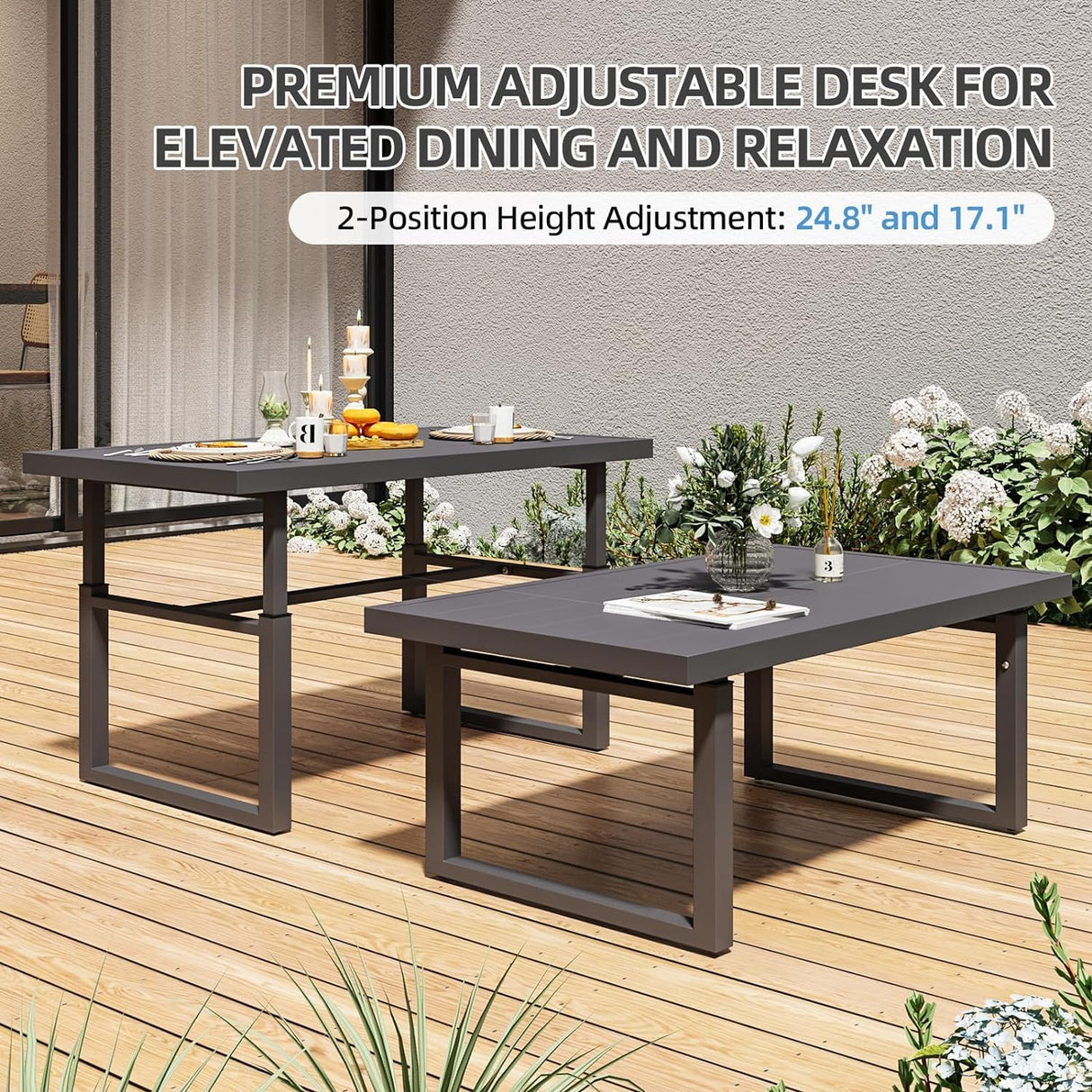 AECOJOY Aluminum Patio Furniture Set, Modern Metal Outdoor Patio Furniture Clearance, Outdoor Conversation Table and Chair Sets for Lawn, Backyard, and Deck with Light Grey Cushions AECOJOY