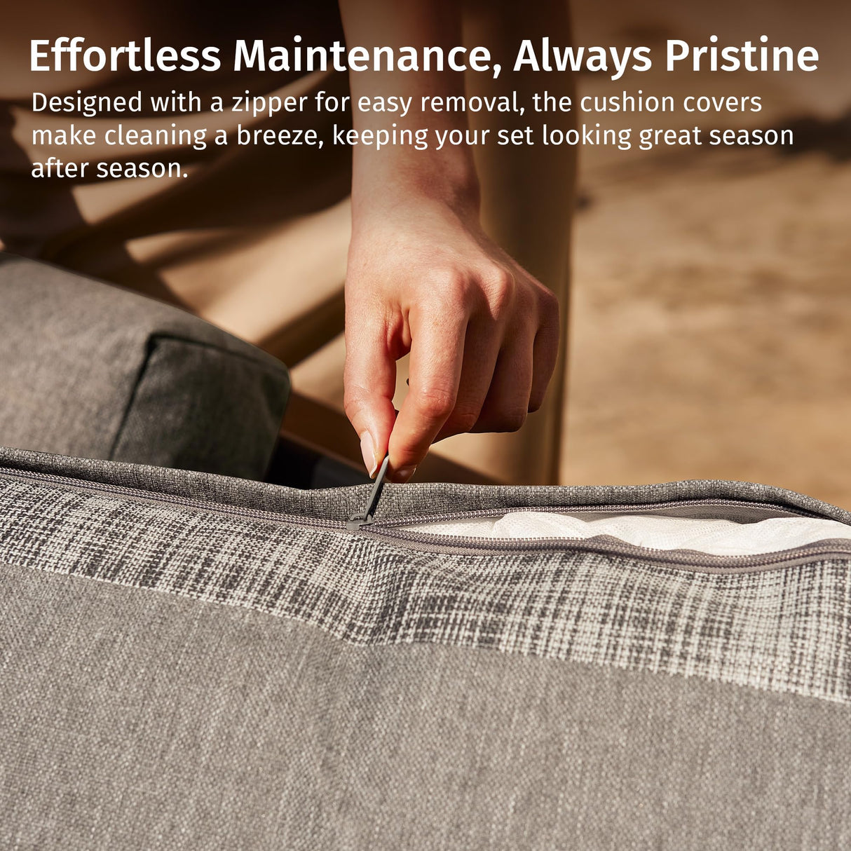 EAST OAK 3-Piece Patio Furniture Set | Armchairs & Coffee Table | Outdoor Furniture with Cushions | Deep Seating Modern Conversation Set | Garden, Porch, Balcony & Backyard | Misty Grey EAST OAK