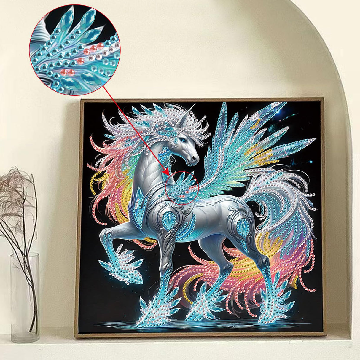 Special Shape Diamond Art Kits for Adults – 5D DIY Winged White Horse Diamond Painting with Crystal Rhinestones, Fantasy Animal Craft Kit for Beginners, Magical Diamond Art Wall Decor antor