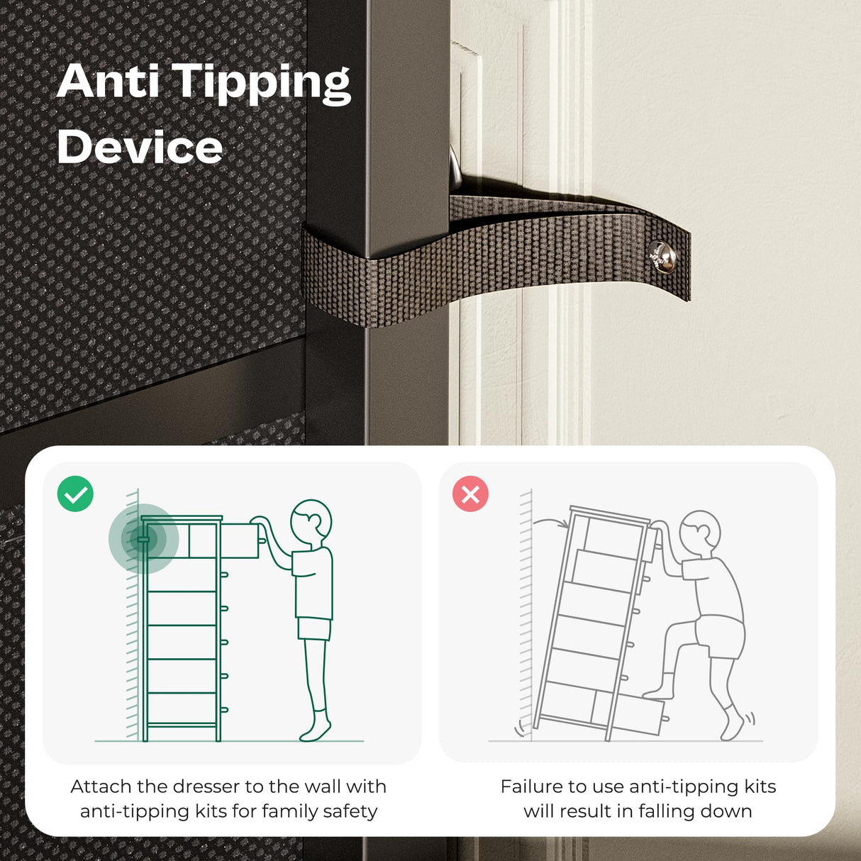 Huuger Tall Dresser for Bedroom, 7 Drawer Dresser & Chests of Drawers, Fabric Dresser for Closet, Bedroom, Night Stand, End Table with Metal Frame, Storage Tower with Fabric Bins, Black Huuger