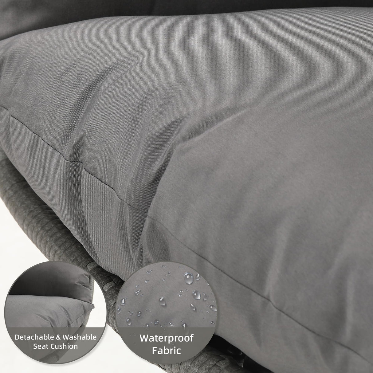 DoubleTT Egg Chair with Stand, Swing Chair Hanging Chair Nest Basket, UV Resistant Removable & Washable Cushions,350LBS Capacity for Bedroom, Balcony, Garden DoubleTT