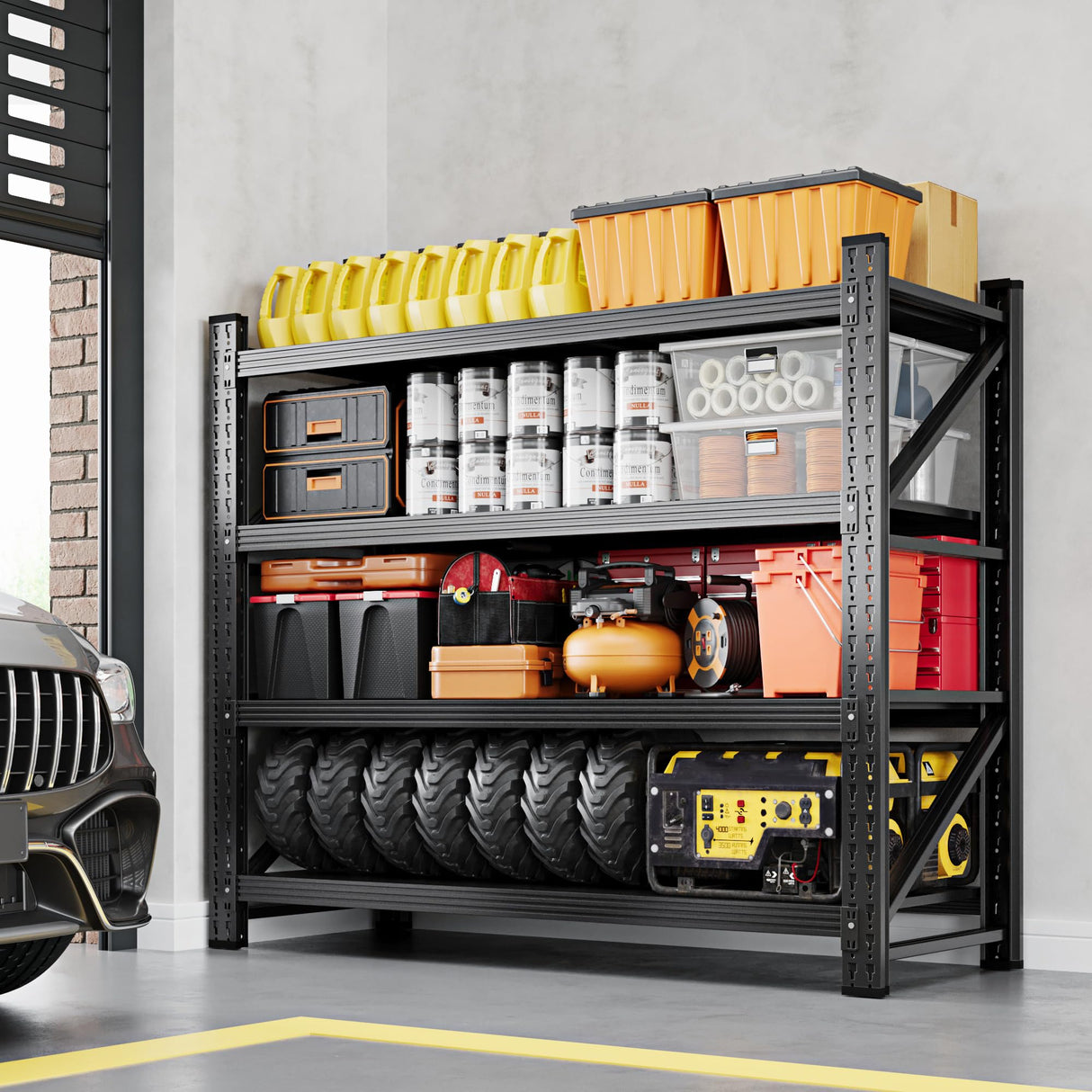 Yizosh Garage Shelving Unit, 3000LBS Storage Shelves, Metal Shelving Adjustable Storage Shelves Heavy Duty, Suitable for Garage, Supermarket, Warehouse, 48" W x 24" D x 70" H Yizosh