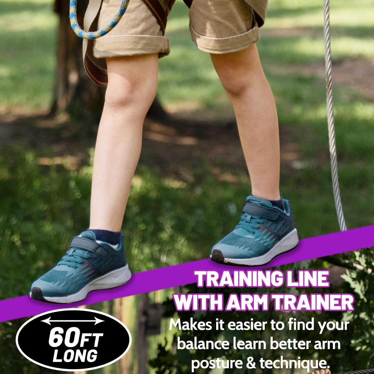 AOBOTE Ninja Warrior Obstacle Course for Kids,2x56ft Slackline with 12 Accessories,Saucer Swing with 360 Degree Rotating Wheel,Ninja Course for Kids Outside(AB010001-3) AOBOTE