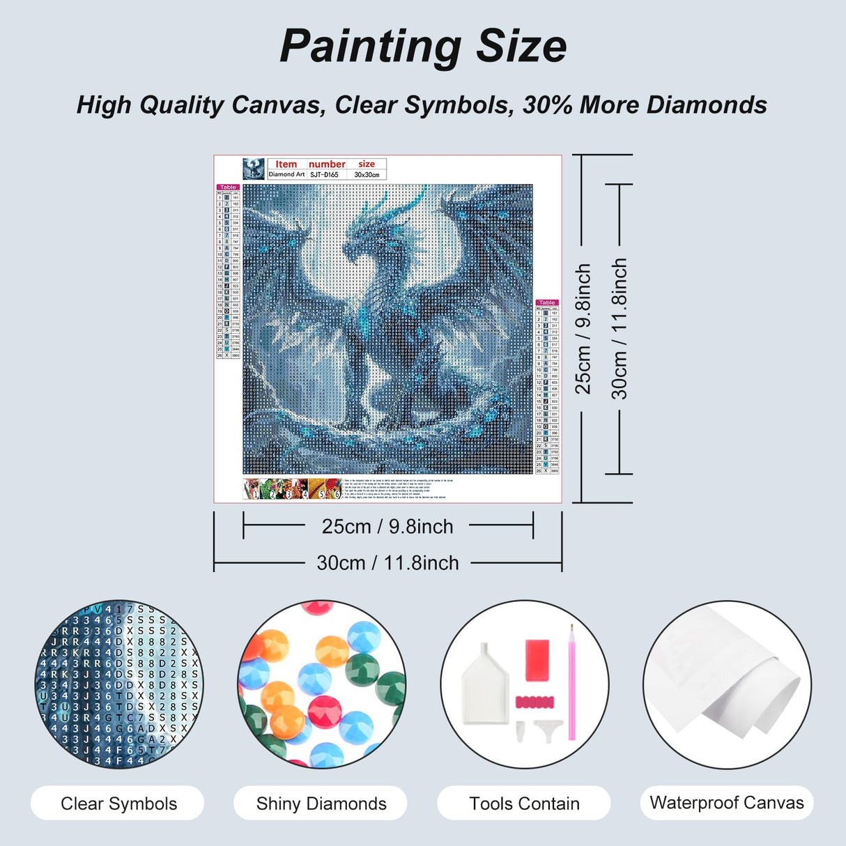 SJUTOUCI Ice Dragon Diamond Art Kits for Adults, Diamond Painting Kits for Beginners, 5D Round Diamond Dots Gem Craft Art Home Wall Decor 12x12 inch SJUTOUCI