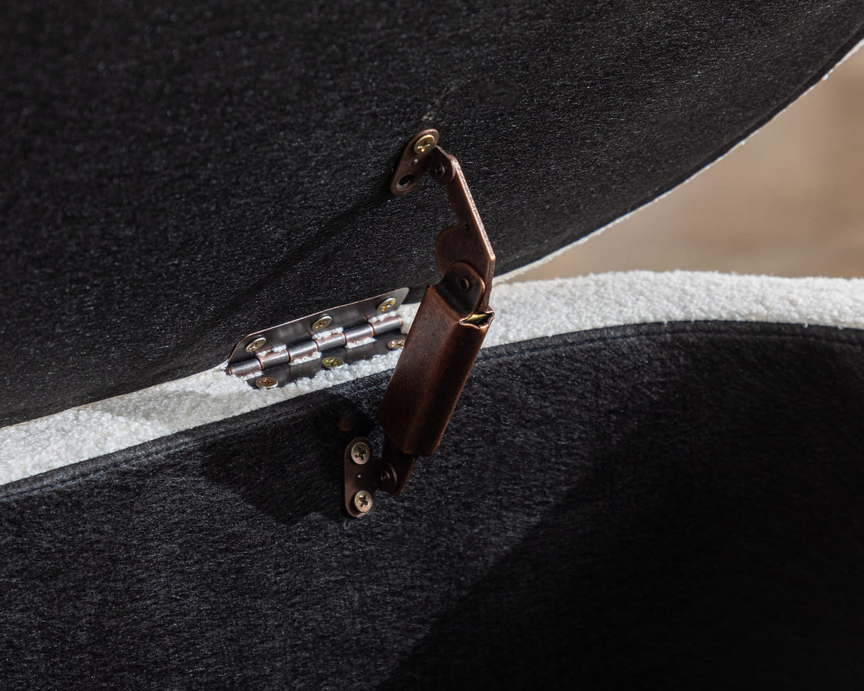 DM Furniture Storage Teddy Ottoman Bench Upholstered Fabric Storage Bench End of Bed Stool with Safety Hinge for Bedroom, Living Room, Entryway, Closet(44.5-inch, White) DM Furniture