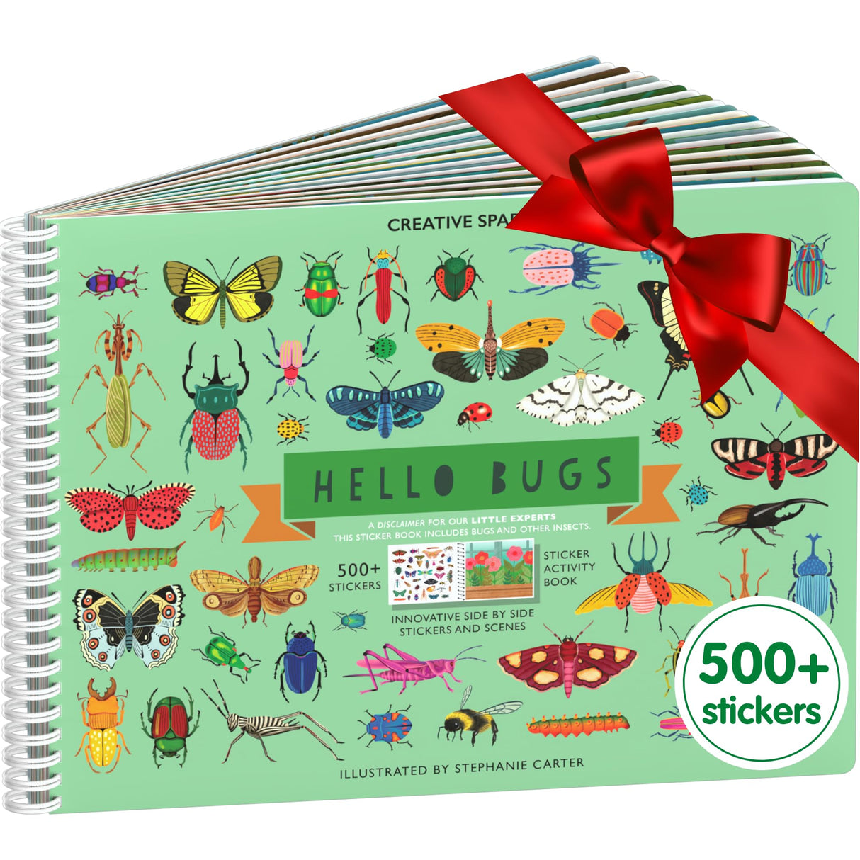 Cupkin Hello Bugs Sticker Book Activity for Kids, Toddler Airplane Travel Essentials, 500+ Bugs Stickers for Kids + 12 Scenes + 12 Coloring Book Pages, Bug Lover Gift, Children's Crafts Ages 2-8 CUPKIN