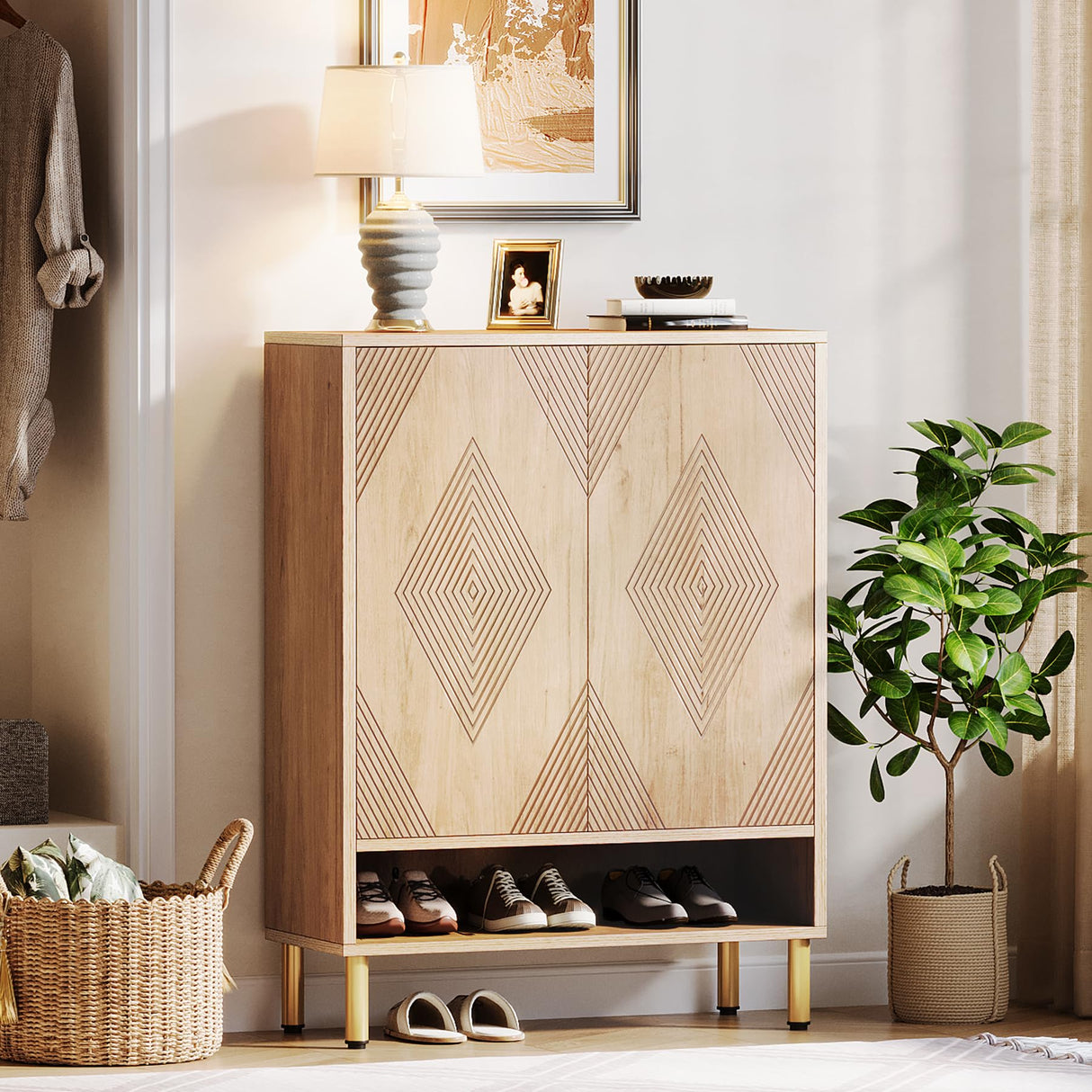 Tribesigns Shoe Cabinet with Doors, 6-Tier Shoe Storage Cabinet with Adjustable Shelves, 24 Pairs Wood Shoes Rack Modern Shoe Storage Organizer for Entryway, Closet, Living Room Tribesigns