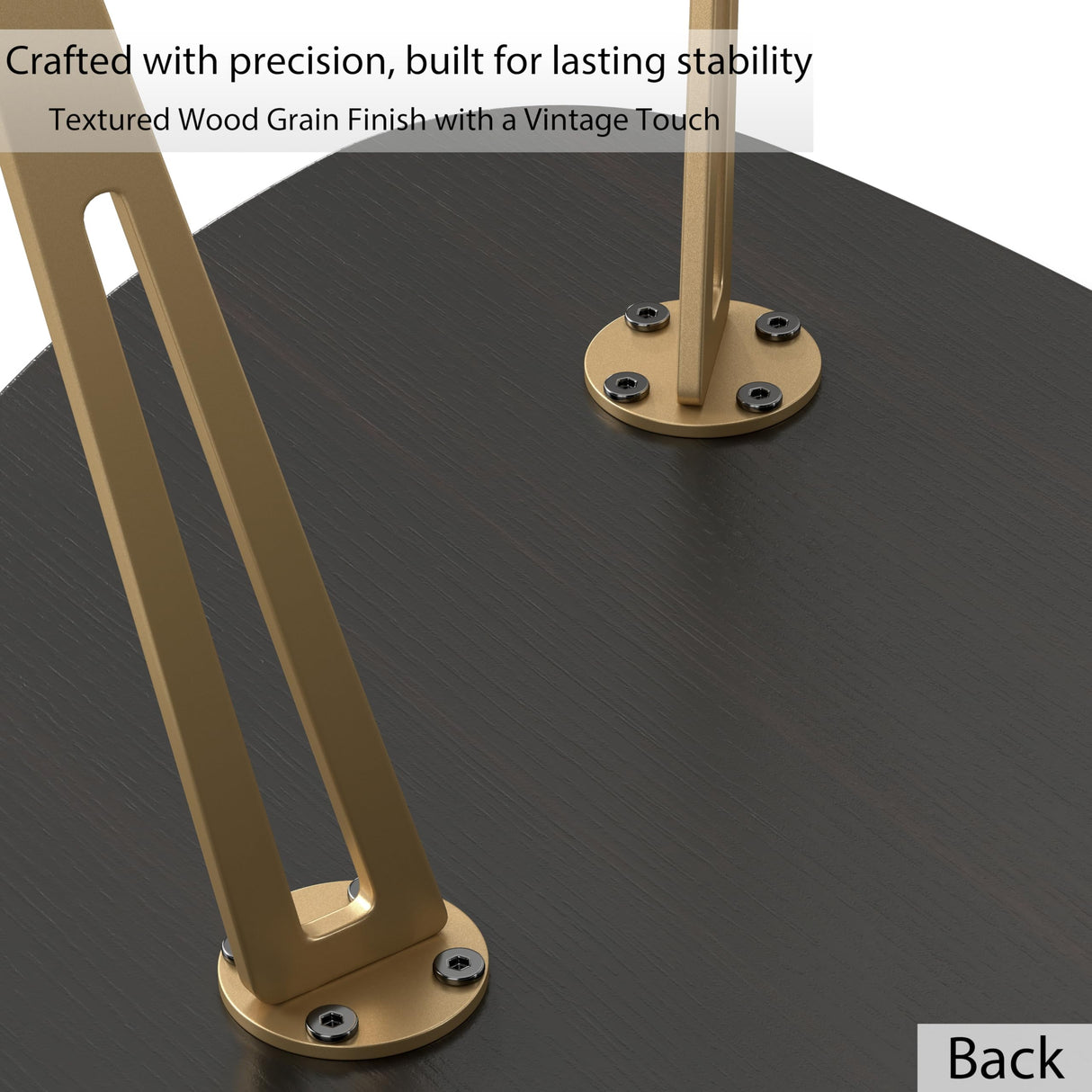 Manora Simple Dark Brown Oval Wood Coffee Table with Gold Legs, Modern Tea Table for Living Room or Office, Cute Small Center Table for Compact Space Manora