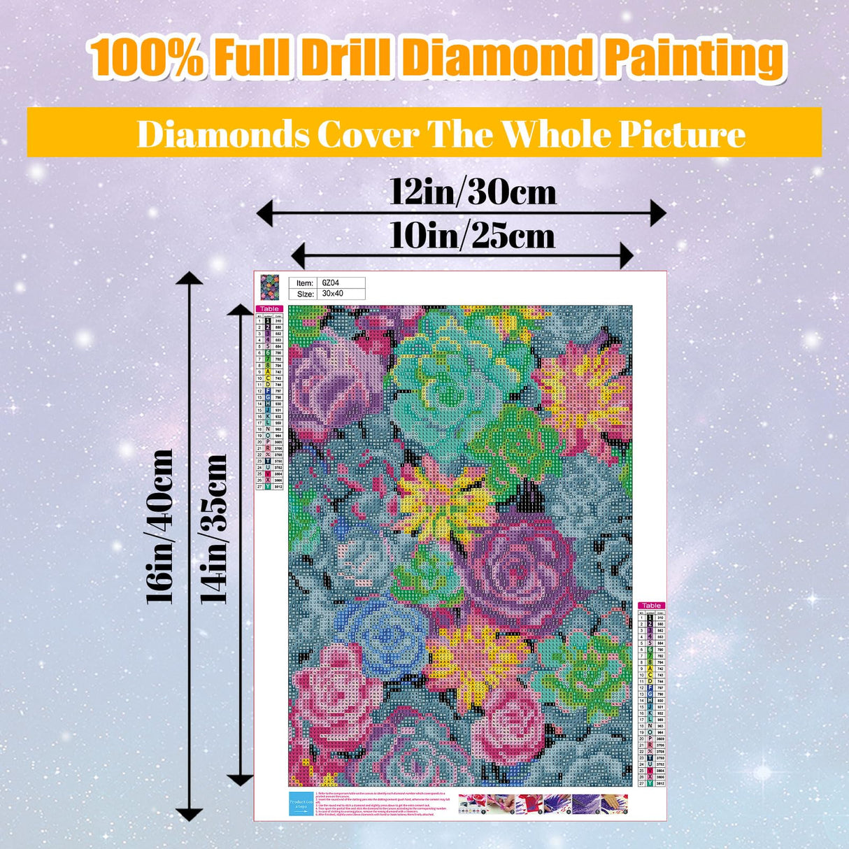 Succulents Squares Drill Diamond Painting-Succulent Squares Diamond Art,DIY Gem Art for Adults Succulent Plant Square Diamond Painting and Crafts for Gifts and Home Wall Decor 12x16inch Ausanrl