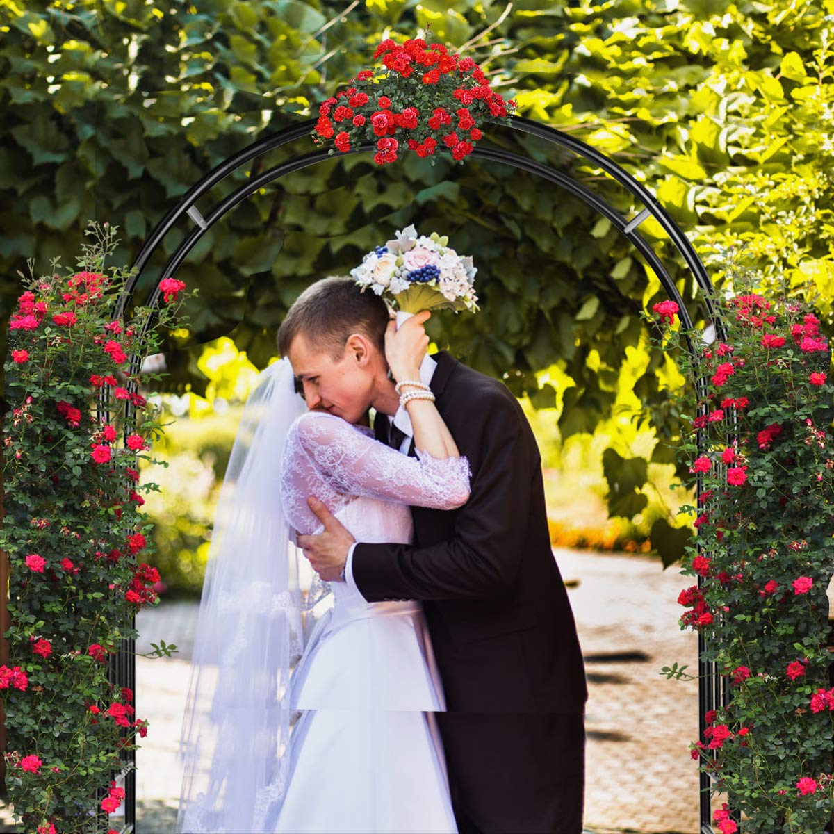 S AFSTAR 7.2Ft/86 Inches Metal Arch, Outdoor Garden Arch for Various Climbing Plant Flower, Wedding Backdrop Stand Arch Arbor for Wedding Garden Bridal Party Festival Decoration, Easy-to-Assemble S AFSTAR