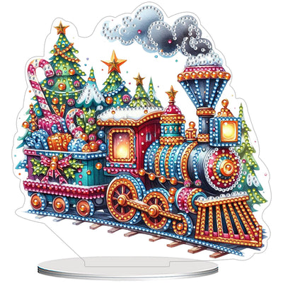 ARPADAMO Diamond Art Tabletop kit for Adult,DIY Diamonds Painting kit,Christmas Train Diamonds Painting for Adult, 7.8x7.6 inch Acrylic Diamonds Painting Board Kit, Special Crystal Diamond