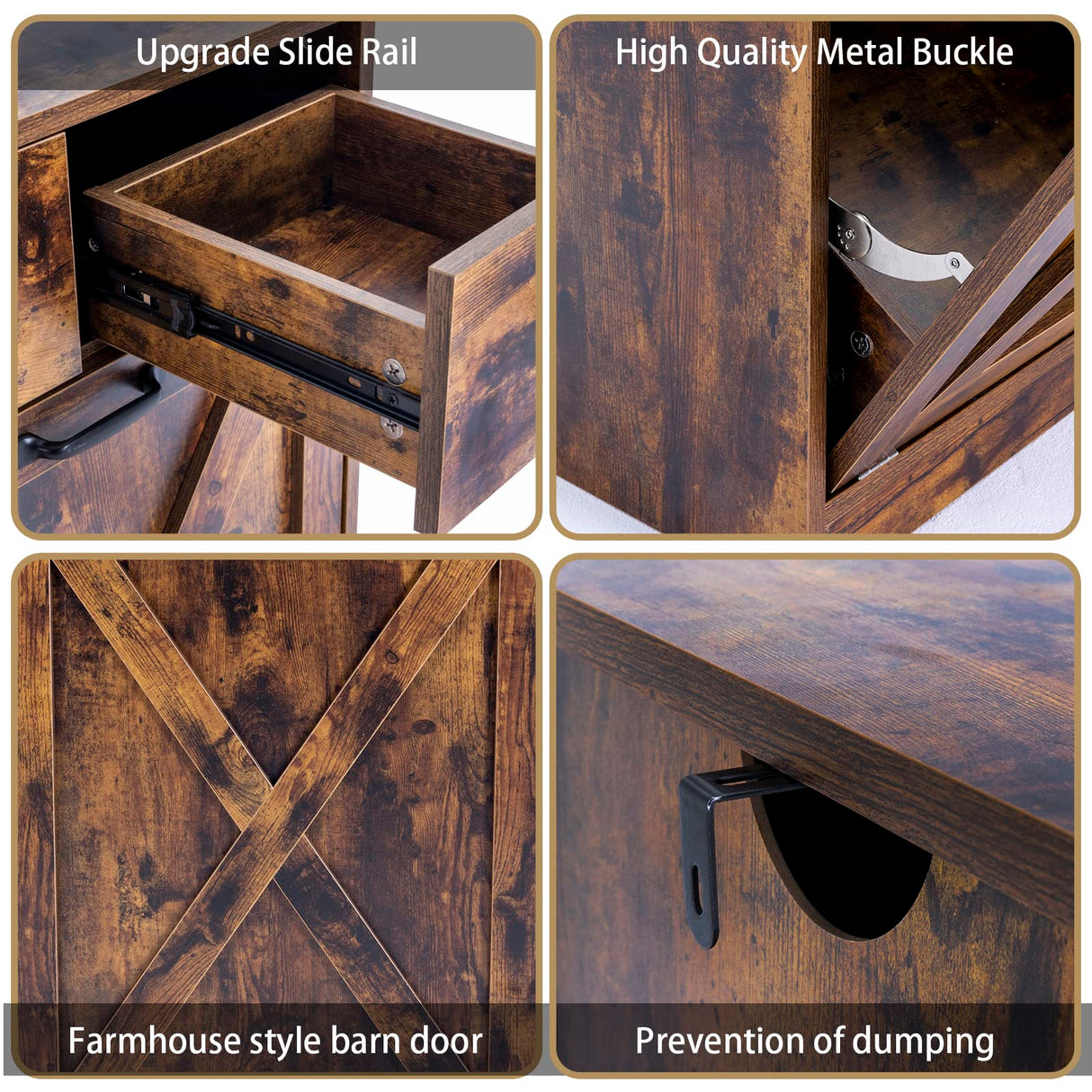 Zedesey Tilt Out Trash Cabinet with 2 Drawers Wood Hidden Kitchen Recycling Cabinet Free Standing Pet Proof Trash Can Laundry Cabinet for Kitchen, Living Room, Dining Room, Rustic Brown Zedesey