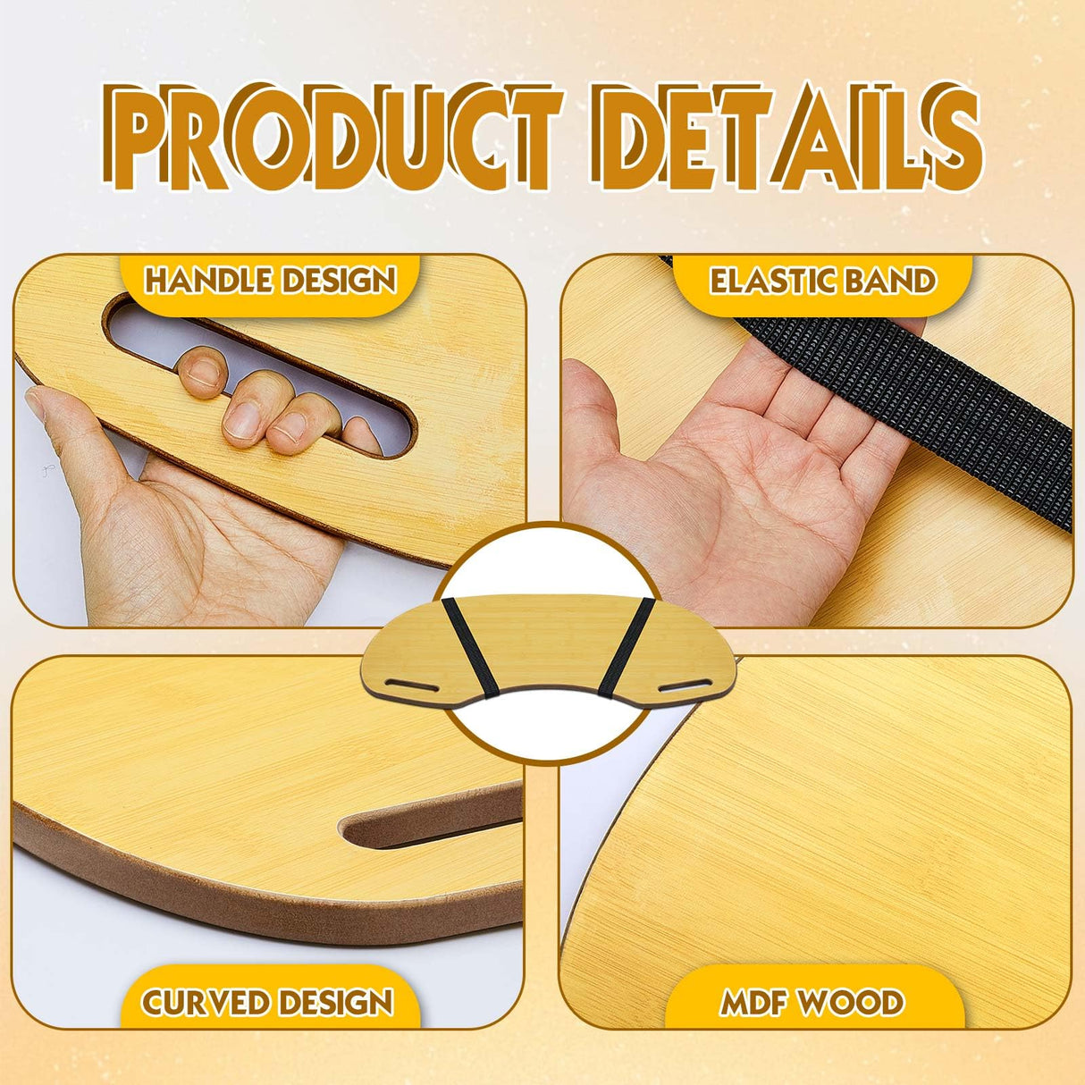 Thyle 2 Pcs Wood Curved Lap Desk 30.5'' x 12.5'' Lap Table with Handles Wooden Lap Board Curved Keyboard Lap Tray for Laptop Computer Mouse Thyle