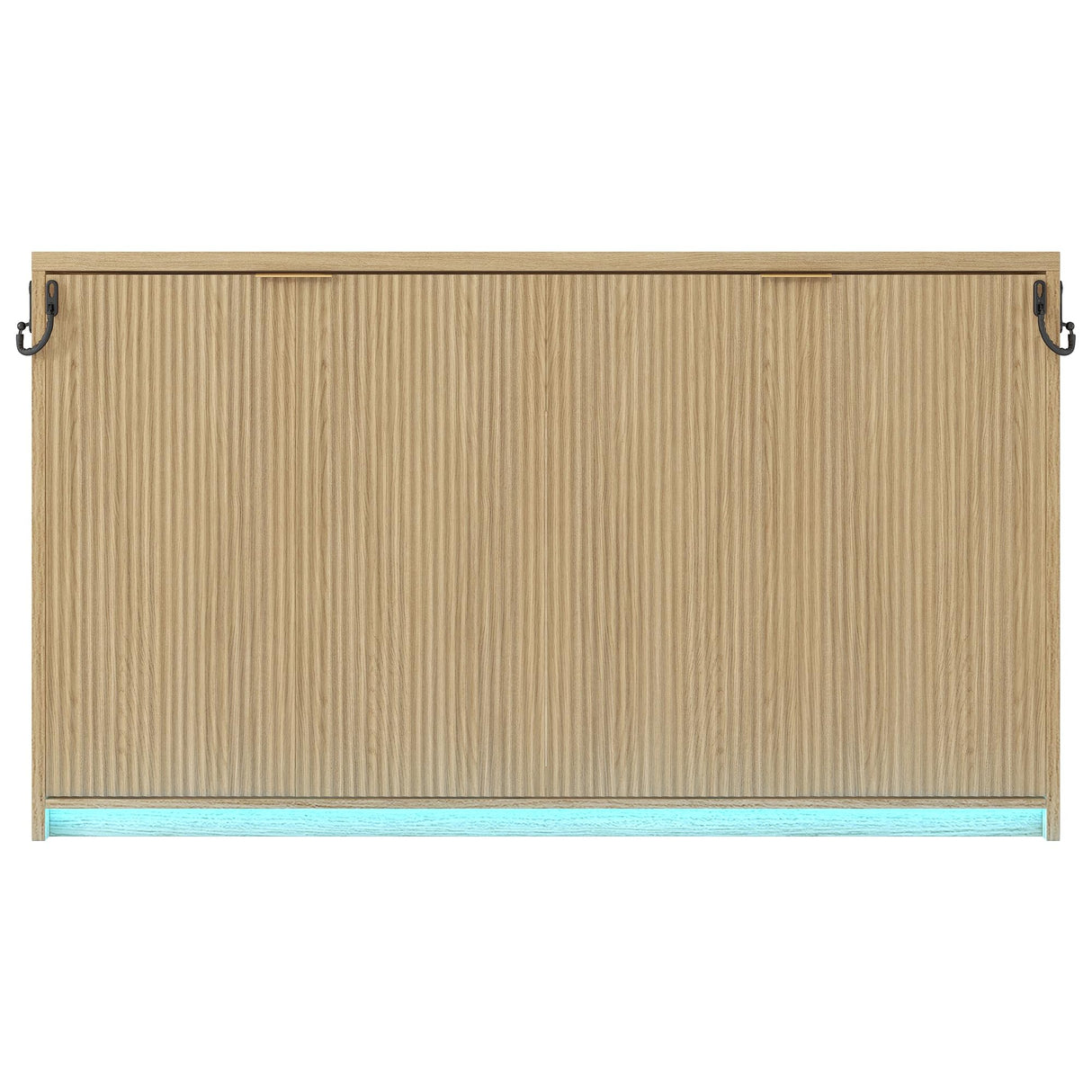 SOFTSEA Horizontal Murphy Bed Twin XL, Hideaway Wall Bed with LED Lights, can be Folded into Cabinet, Twin Murphy Bed Cabinet Space-Saving for Guest Room Bedroom or Home Office, Natural SOFTSEA