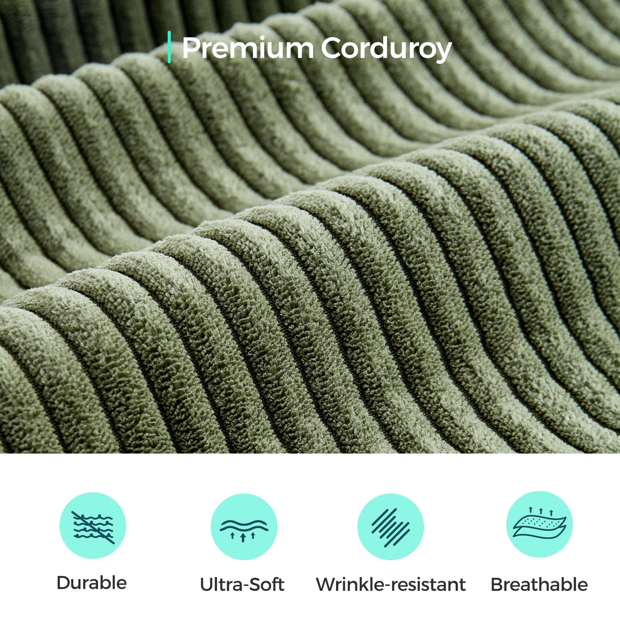 LINSY HOME Modular Sectional Sofa, 76" Boneless 2-Seat Loveseat Sofa Couch, Comfy Corduroy Sectional Cloud Couches for Living Room, No Assembly Required, Green LINSY HOME