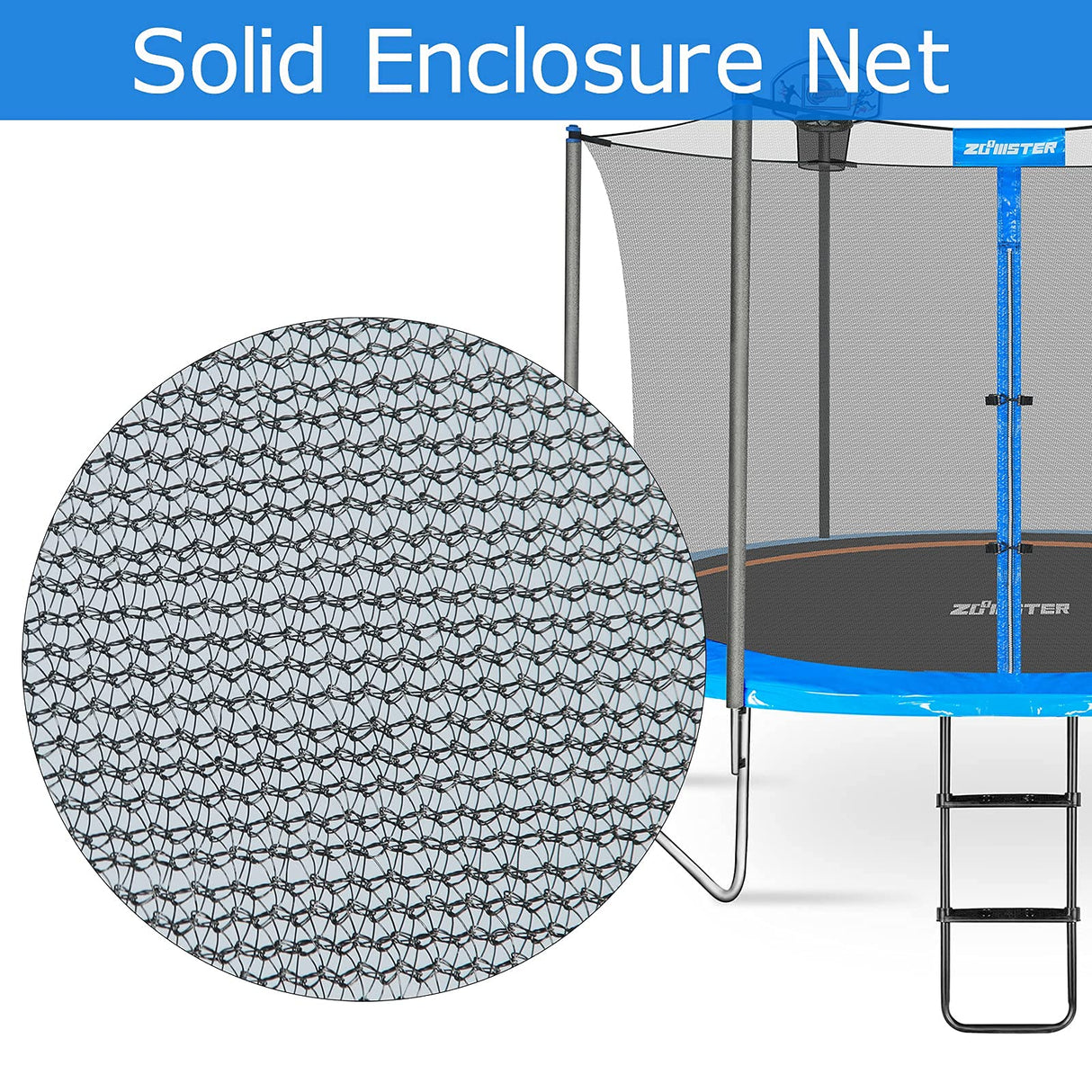 12 FT Trampoline Replacement Safety Enclosure Net for 6 Straight Poles Round Frame Trampolines, Breathable and Weather-Resistant with Adjustable Straps(NET ONLY) Zoomster