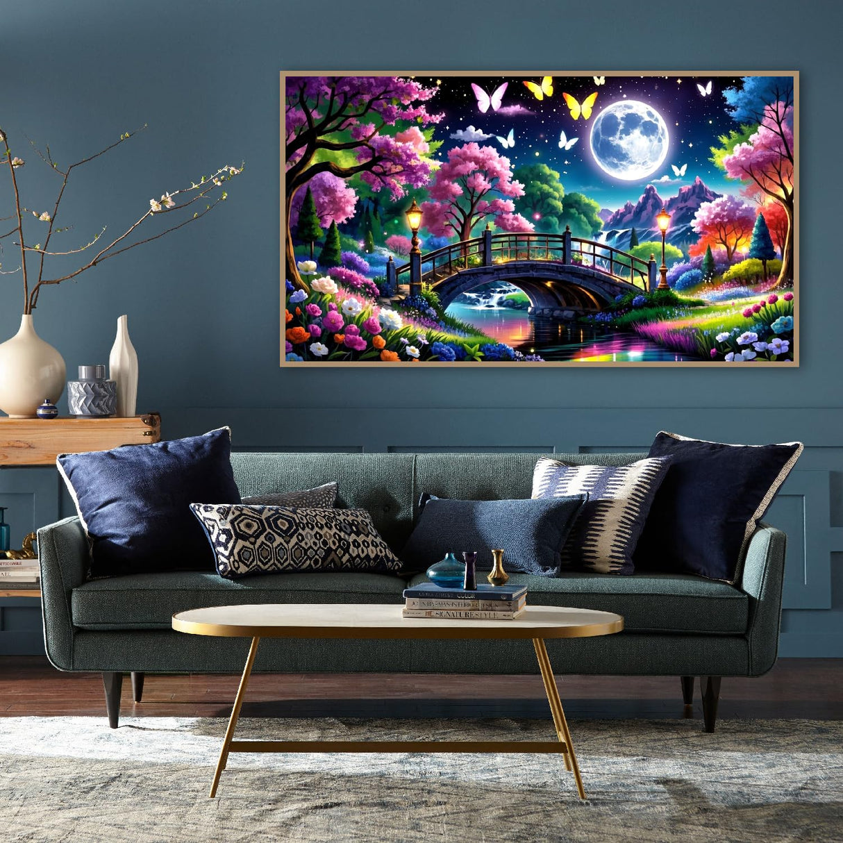 LWZAYS 5D Large Diamond Painting Kits for Adults, Landscape Diamond Art Painting Kit, DIY Full Drill Crystal Rhinestone Moon Arts and Crafts for Home Wall Decor 27.5 X 15.7inch LWZAYS