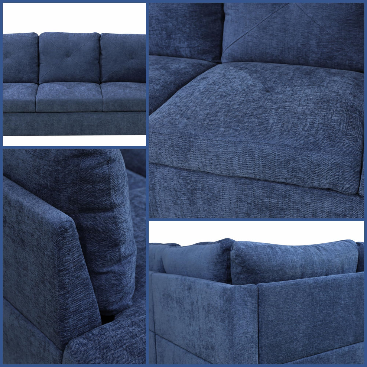 Trygoal Modular L-Shaped Sectional Sofa, Modern Couches with Storage Ottoman & Movable Chaise, Convertible 5-Seater Couch for Bedroom, Apartment & Office, Blue Trygoal