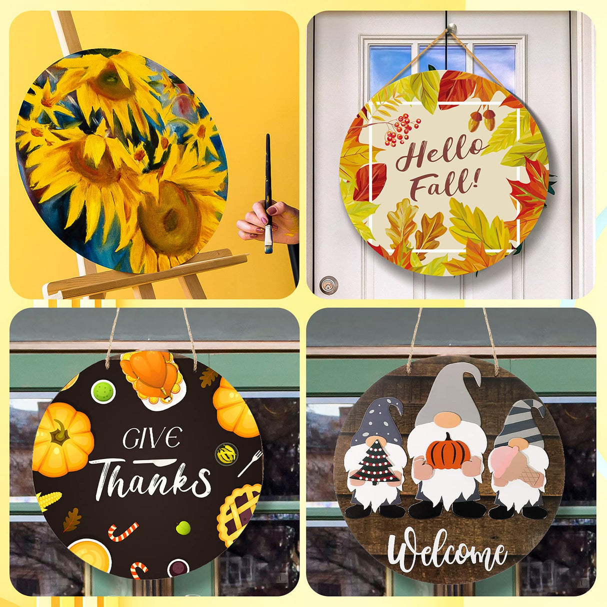 Round Wood Circles for Crafts Round Wood Cutouts Unfinished Round Wood Discs for Door Hanger Design Wood Burning (1, 24 Inch) Jetec