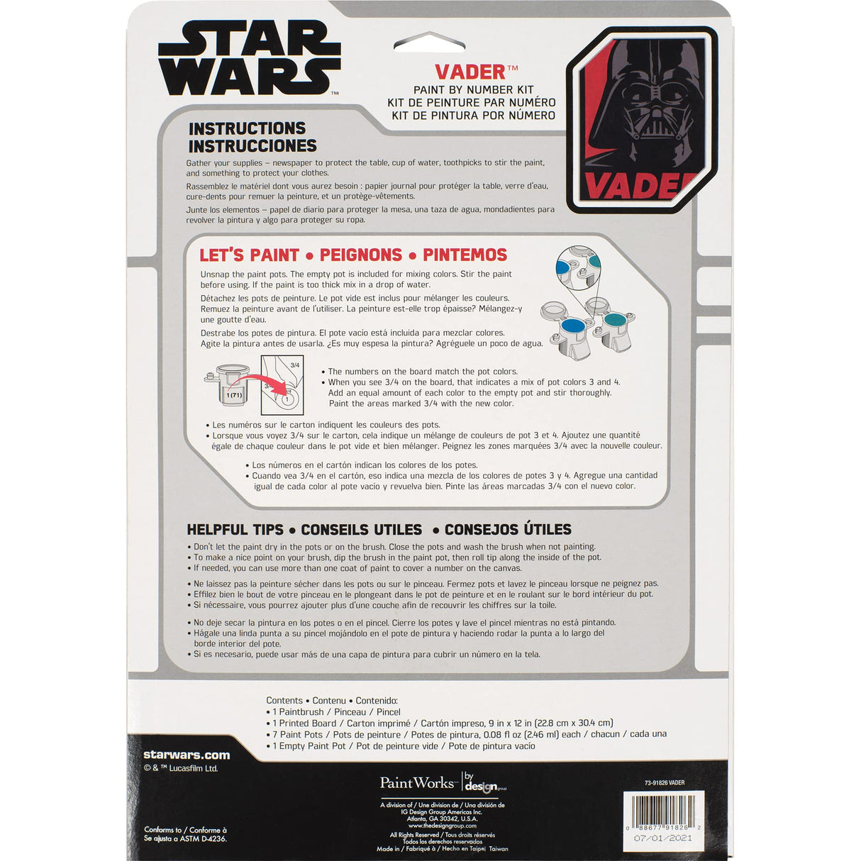 Dimensions PaintWorks Darth Vader Star Wars Paint by Number Kit for Adults and Kids, Finished Project 9" x 12", Multicolor 7 Piece Dimensions