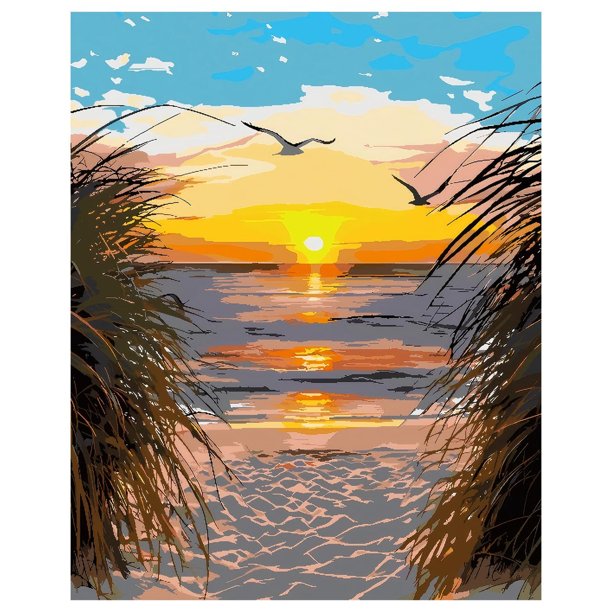 NPCSWXQ Paint by Numbers Kit for Adults Beginners, Beach Sunset Oil Acrylic Painting Crafts Number Artist Paint Kit for Home Wall Bedroom Study or Office Decor Gift 16x20Inch NPCSWXQ