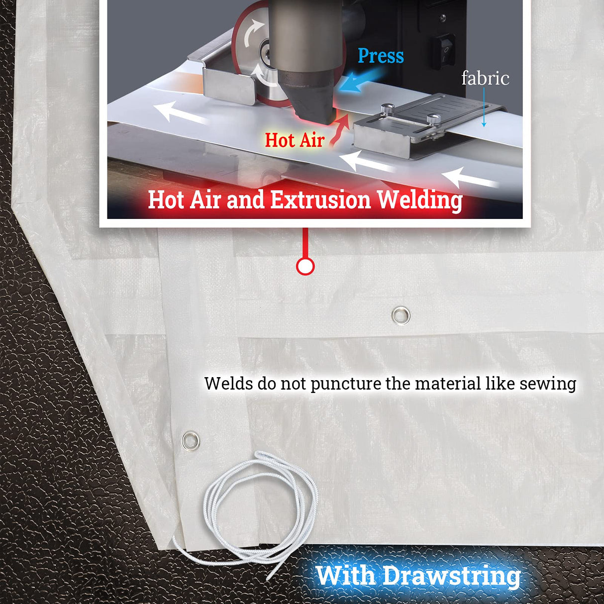 BenefitUSA 10x20' Waterproof Upgraded Carport Replacement Canopy Only Garage Top Cover Tent Shelter Tarp with Ball Bungee Cords,Frame is not Included BenefitUSA