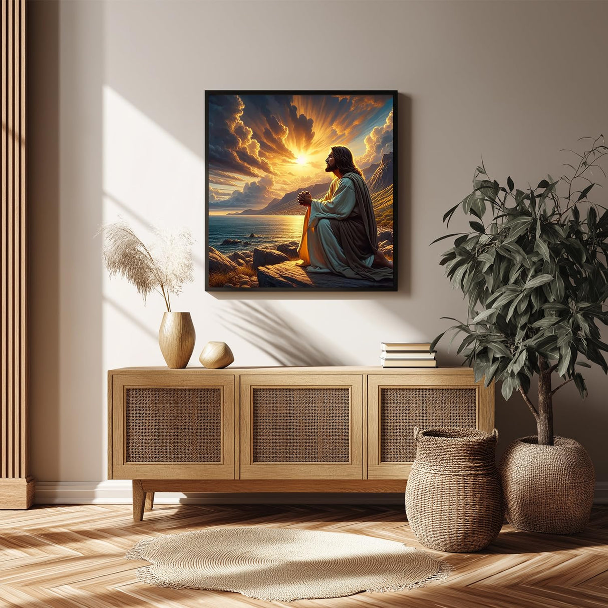 Paint by Numbers Kit for Adults, Jesus Paint by Numbers Kit for Adults Beginners, DIY Acrylic Painting on Canvas for Home Wall Art Decor(16x16Inch Mandun