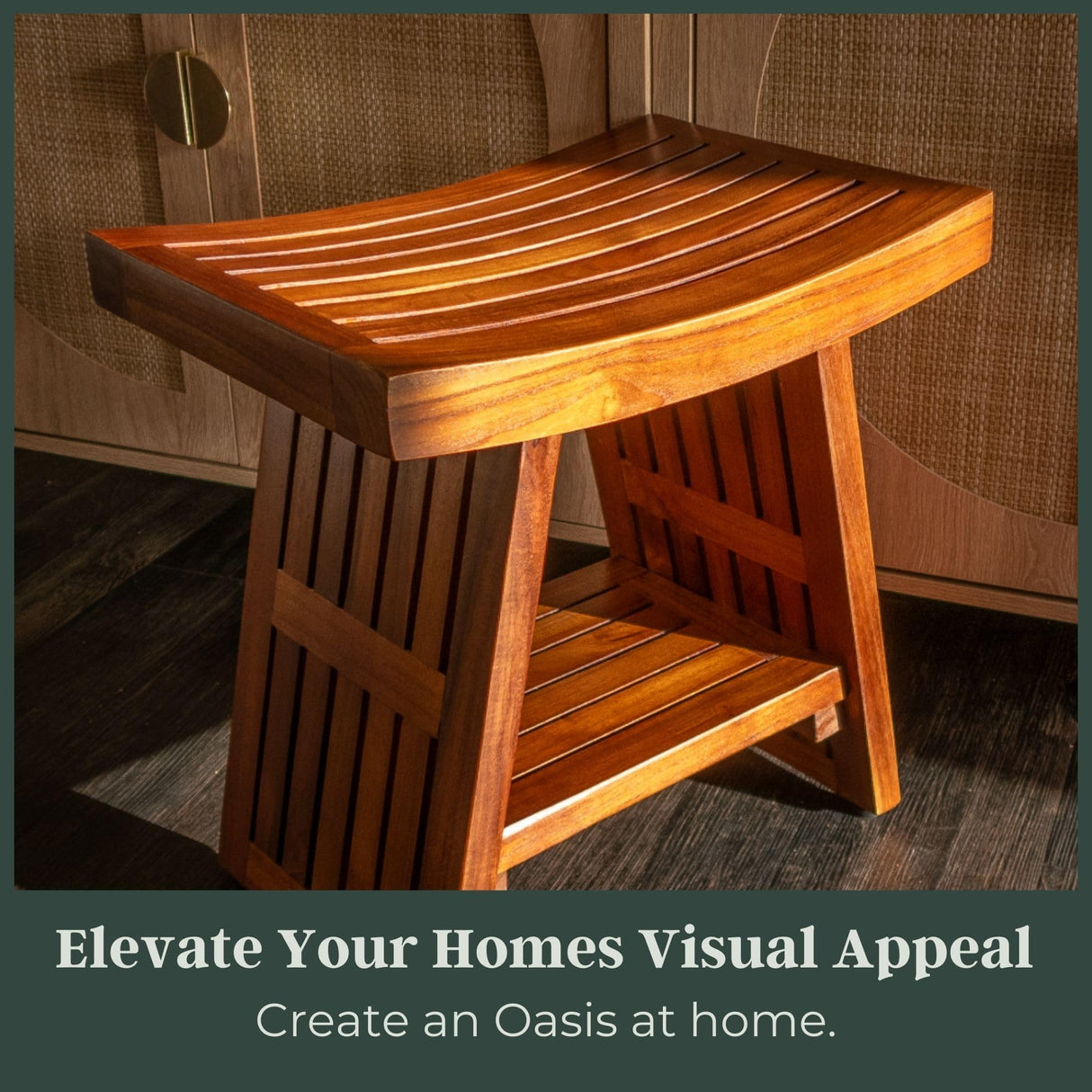 Curved & Durable Teak Shower Bench That Doubles As Teak Shower Stool & Teak Shower Seat. A Great Shower Chair for Inside Shower - Fully Assembled - 18inches - Mikha The Teaky Hut