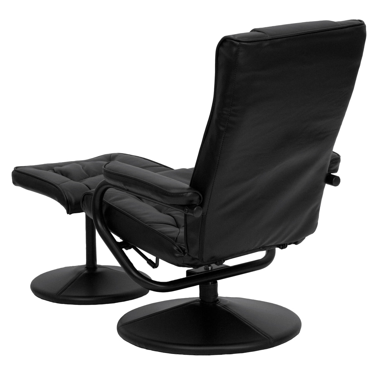 Flash Furniture Rachel Contemporary Multi-Position LeatherSoft Recliner Chair with Ottoman, 360-Degree Swivel Recliner Chair and Ottoman Set, Black Flash Furniture