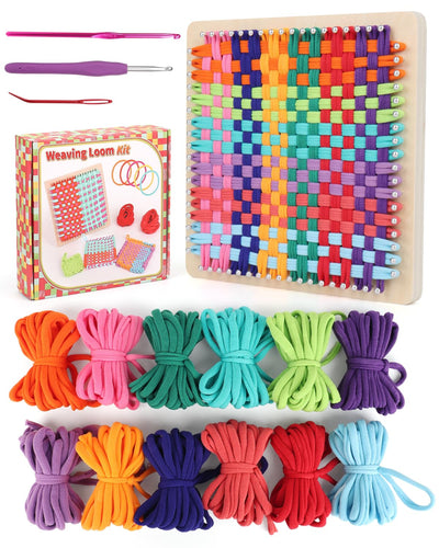 Coopay Weaving Loom Kit, Wooden Potholder Loom Kit with 192 Weaving Loops, Step-by-Step Instruction, Art and Crafts for Kids anf Adults, Ideal Gift