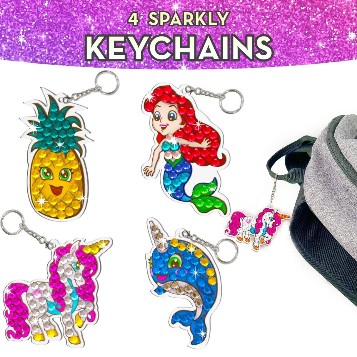 BRYTE Diamond Painting Kits for Kids - Unicorn & Mermaid Crafts with Storage Case, Jewelry, Keychains, Stickers & More - Diamond Art Kits for Kids BRYTE