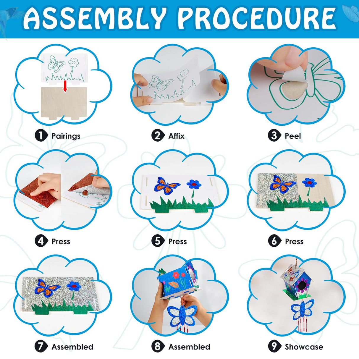 Kids Crafts for Ages 6-14, 2 Pack Montessori Bird House/Foil/Wind Chime/Stickers, Genius Designer DIY Birdhouse Wooden Art Set, Idea Birthday for Girl Boy Children 6 7 8 9 10 Year Old Jamboa