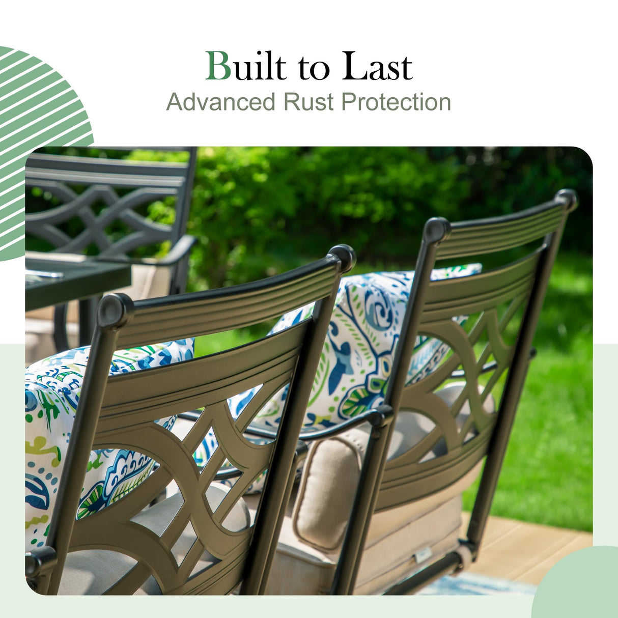 Sophia and William Outdoor Patio Dining Set for 6, Outdoor Table and Chairs, Removable Seat Cushions, 4 Fixed,2 Swivel Chairs, 59" Black Patio Dining Table Sophia & William