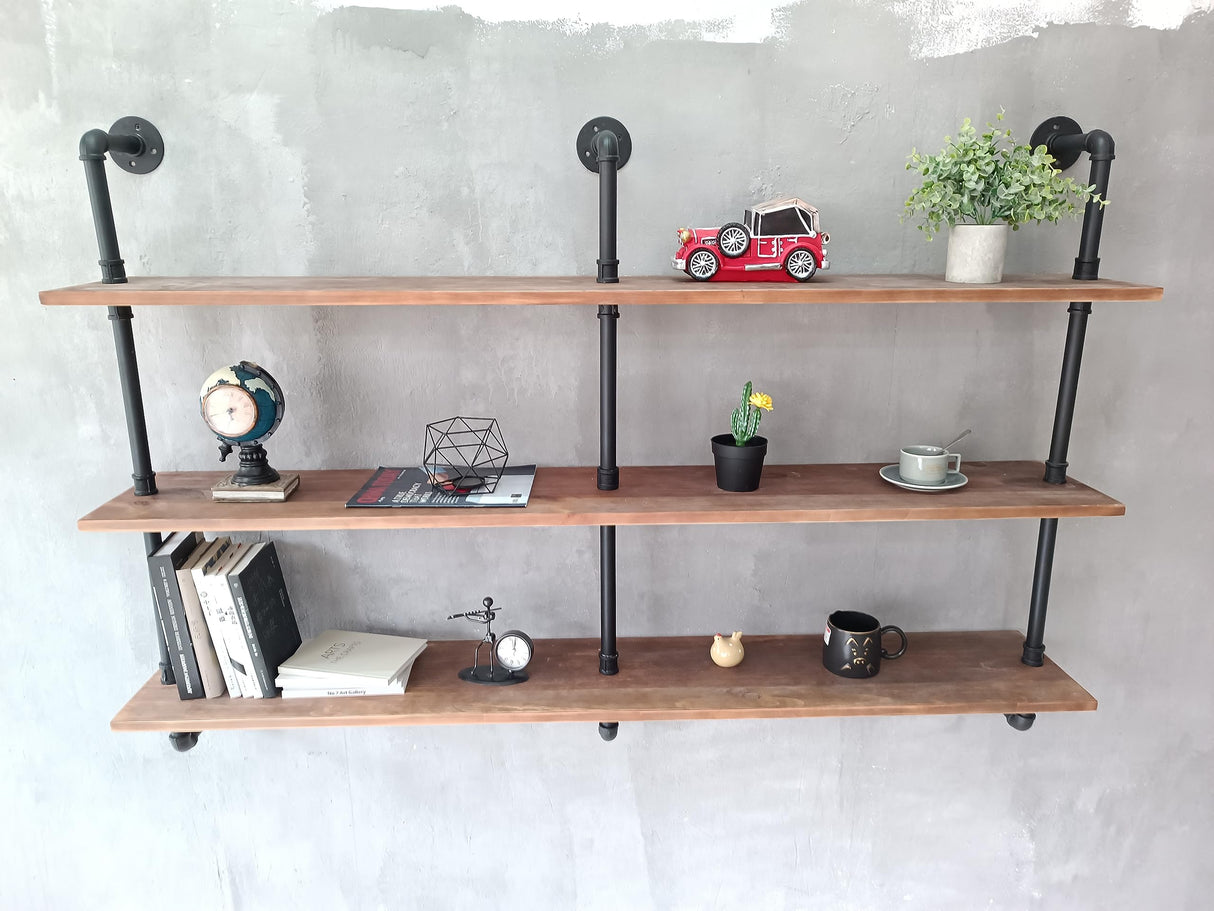 HDDFER Floating Shelves for Wall Bookshelf Industrial Pipe Shelving Shelves Natural Wood Planks 60 inch Rustic Wall Shelves Hanging Bookshelves Farmhouse Kitchen Shelving HDDFER