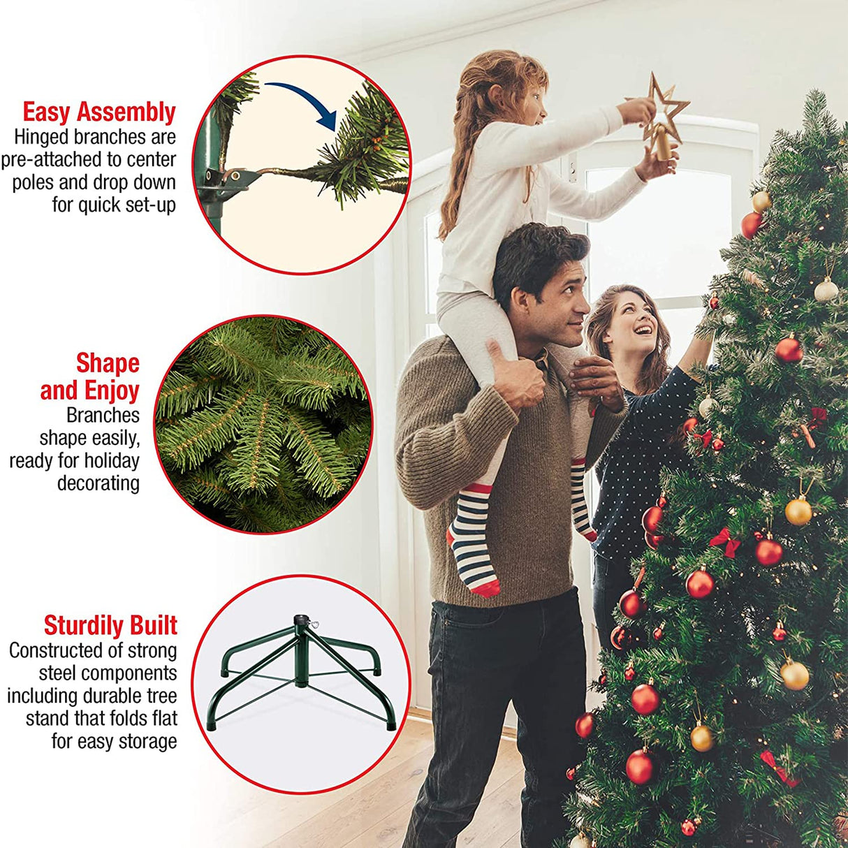 National Tree Company Pre-Lit Artificial Full Christmas Tree, Blue, North Valley Spruce, White Lights, Includes Stand, 7.5 Feet National Tree Company